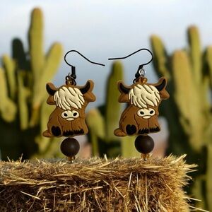 Cute Brown Highland Cow Earrings